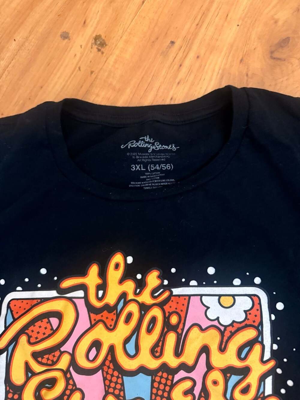 The Rolling Stones Retro Tongue Logo Graphic Black Cotton T-Shirt 3XL 54/56